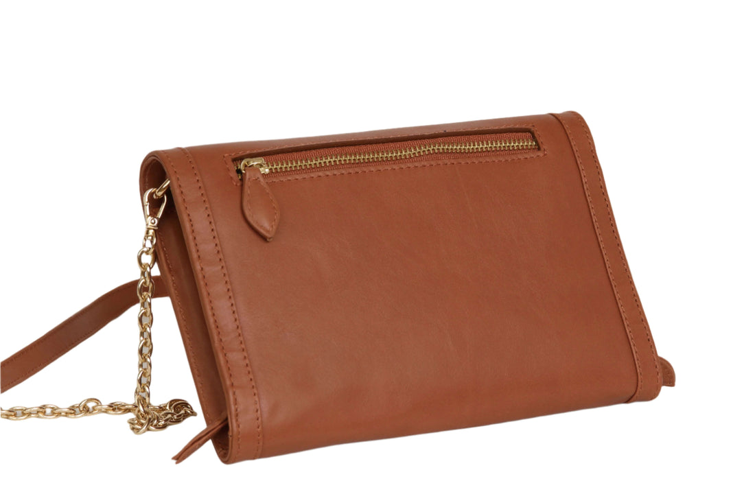 Brown and Gold Travel Clutch