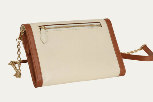 Brown and Cream Travel Clutch