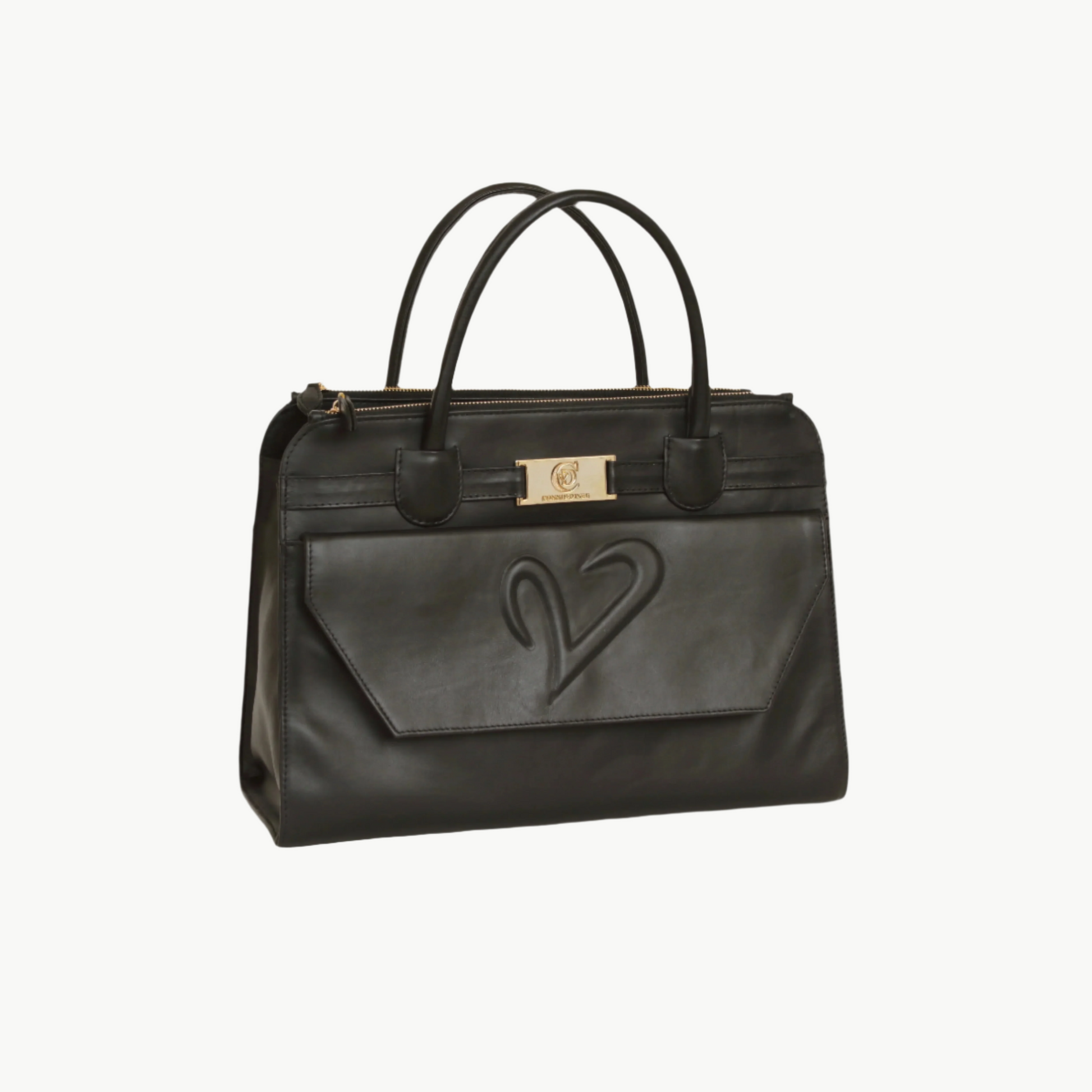 black leather tote bag