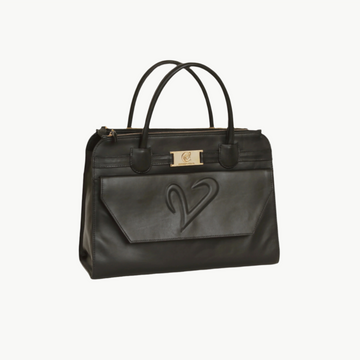 black leather tote bag