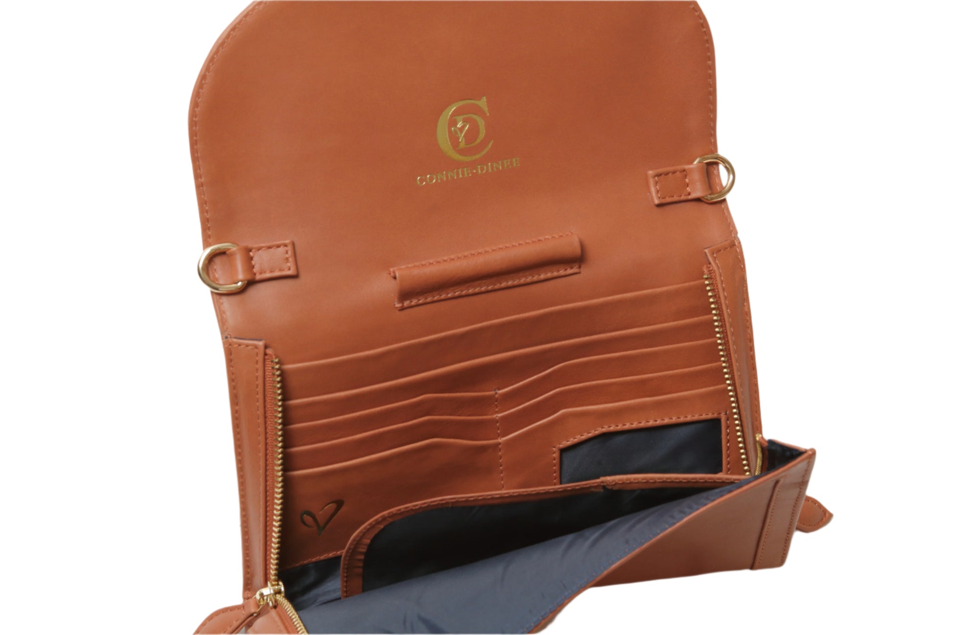 Brown and Gold Travel Clutch with zipper