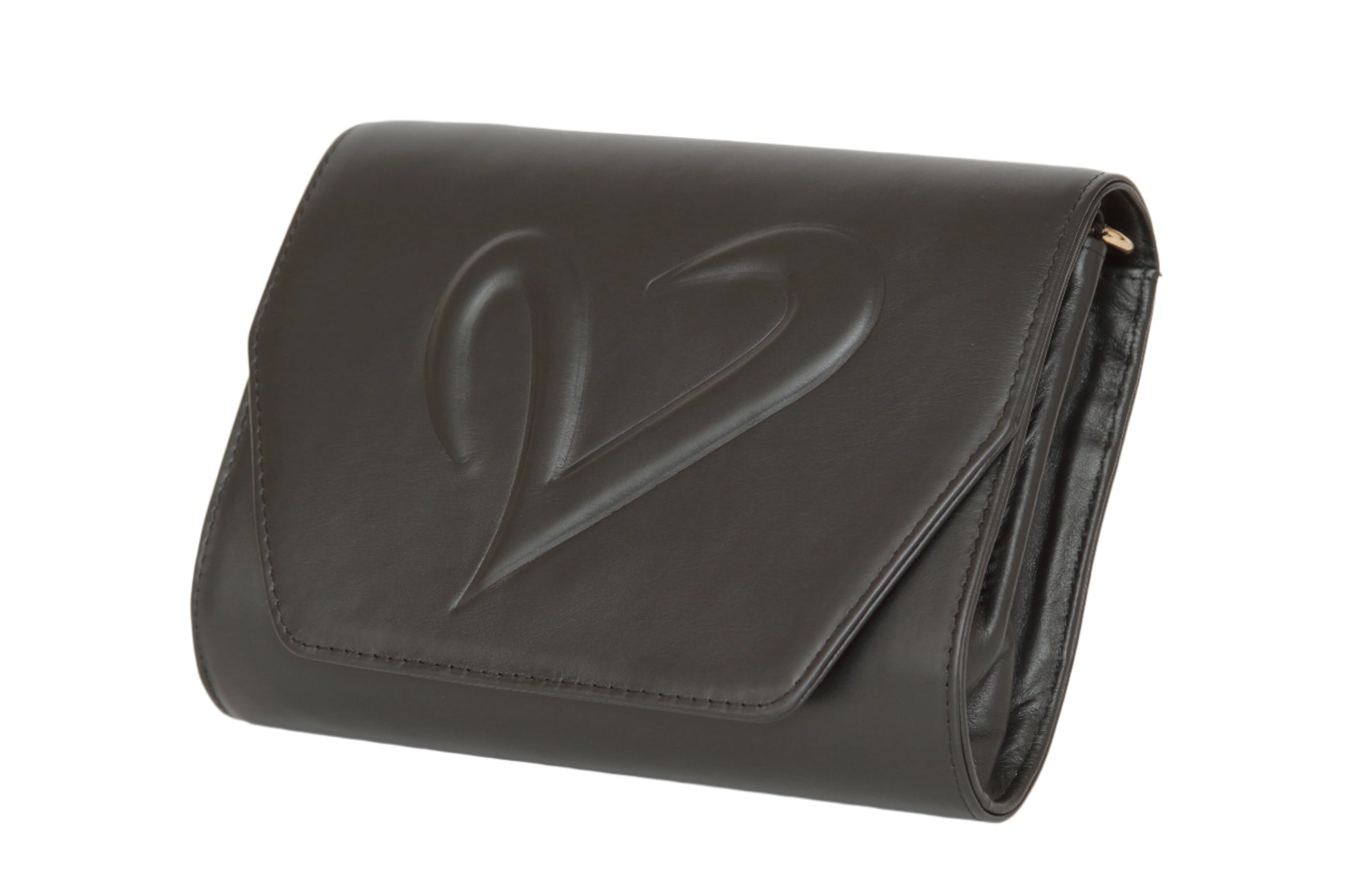 black leather clutch purse