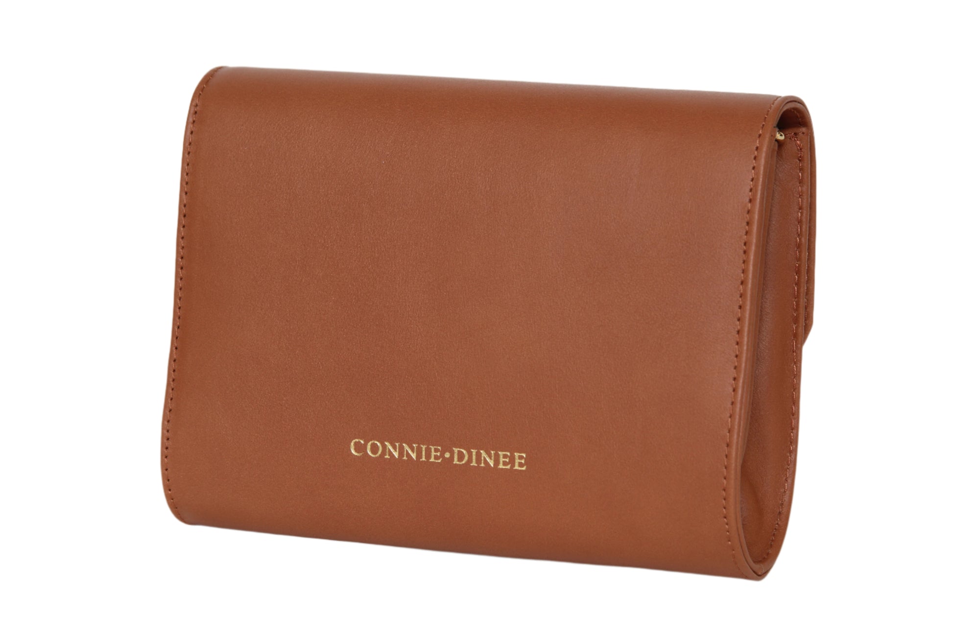 brown leather clutch purse