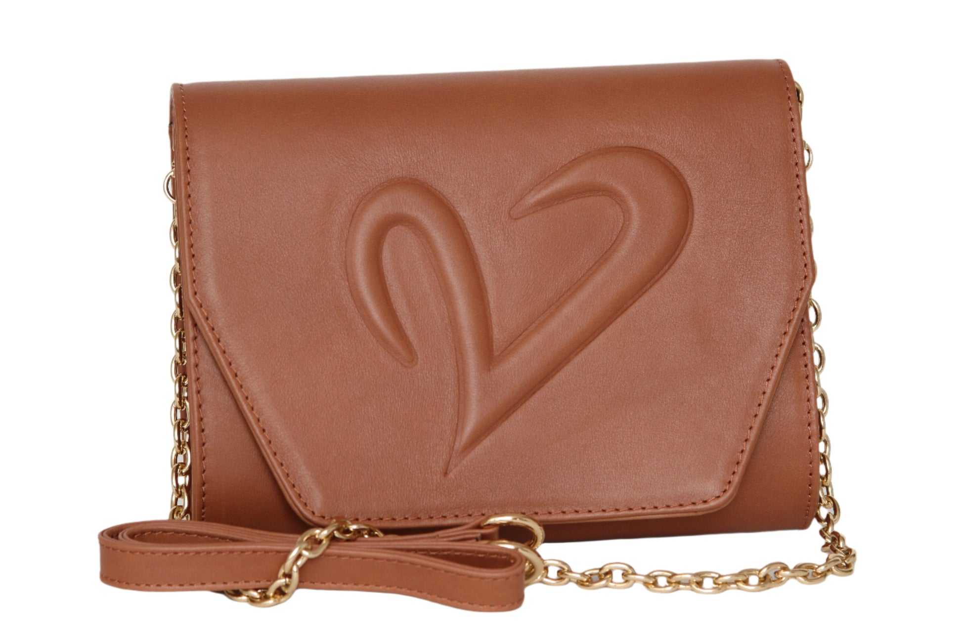 brown leather clutch handbag