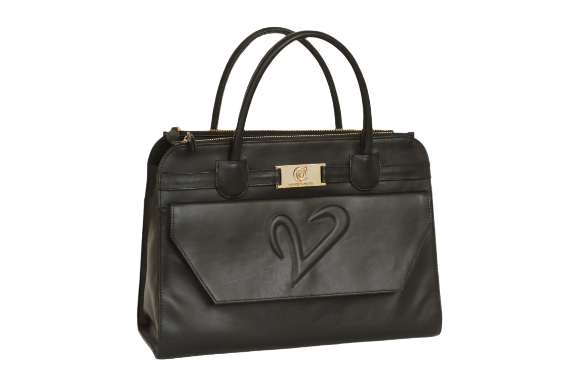 black leather tote bag with zipper