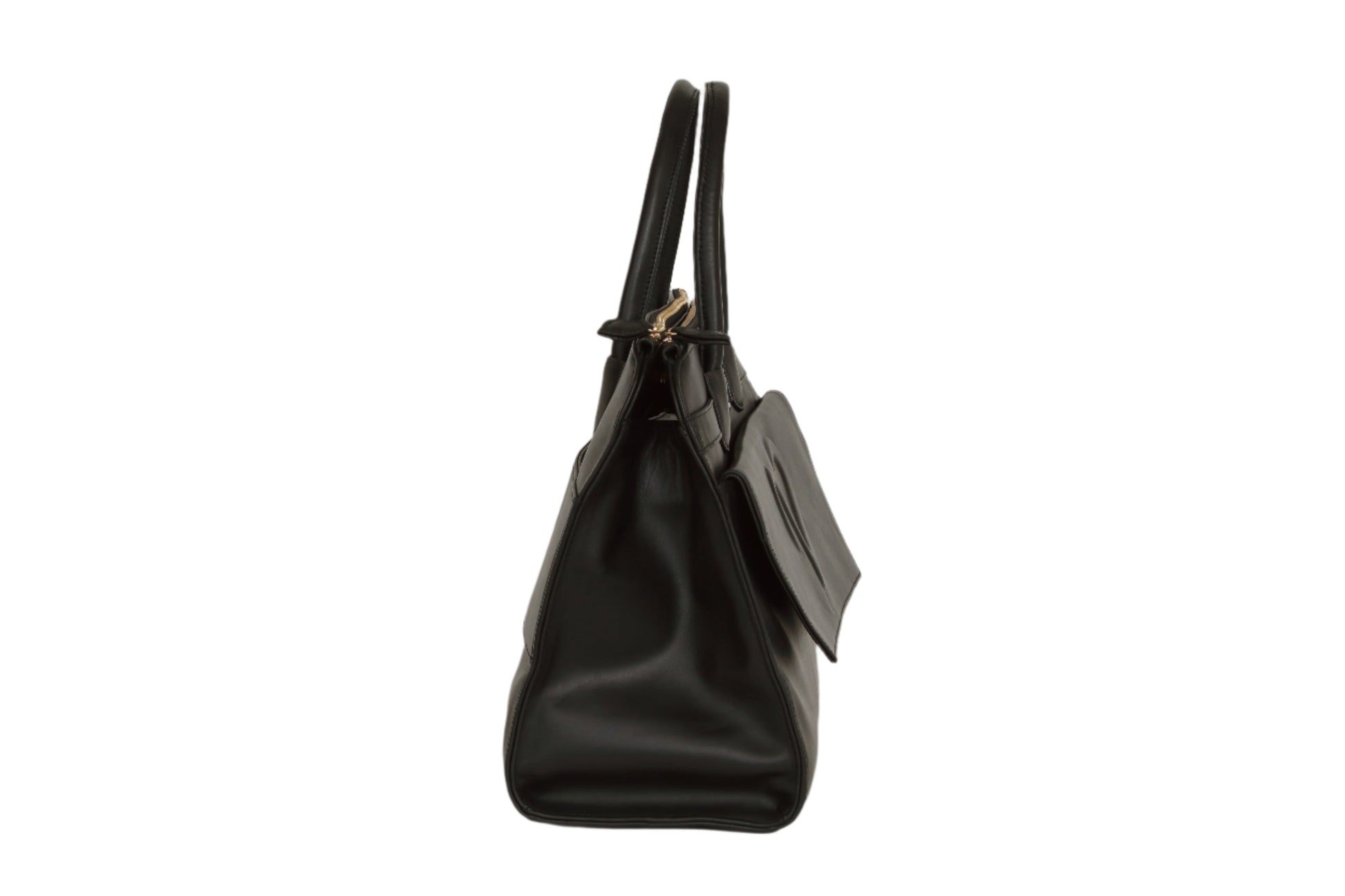 black leather tote bag with zipper