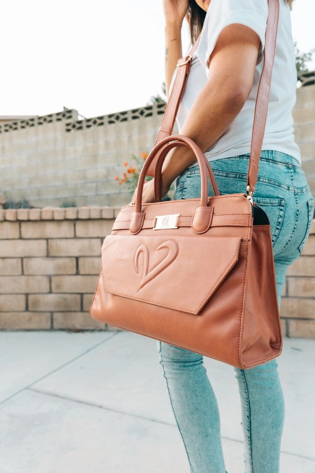 Brown Leather Tote Bag for ladies