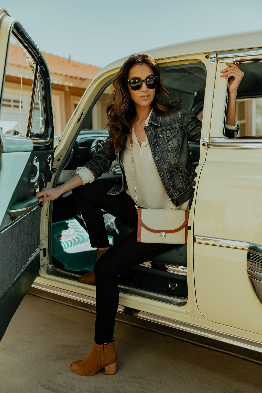 Brown and Cream Travel Clutch for ladies