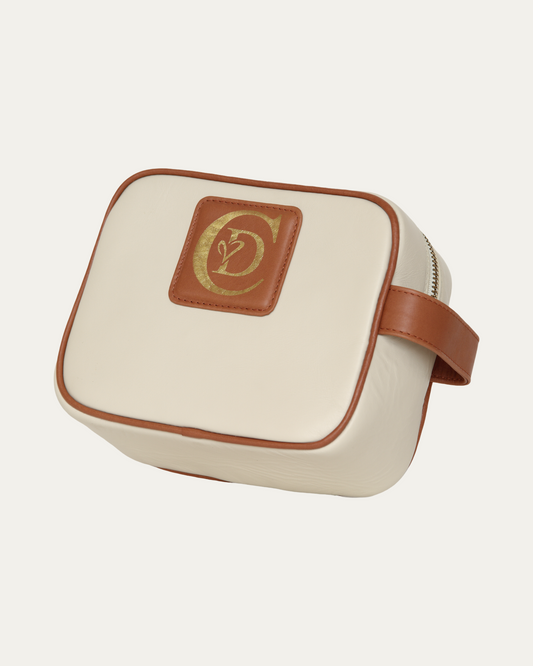 Brown and Cream Toiletry & Makeup Bag