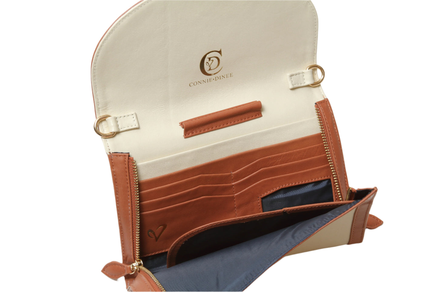 Brown and Cream Travel Clutch with zipper
