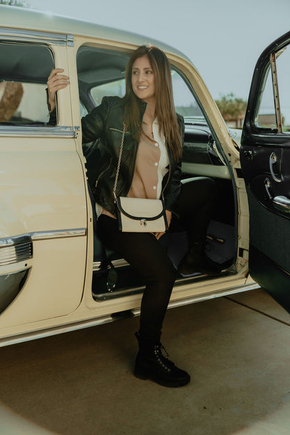 Black and Cream Travel Clutch