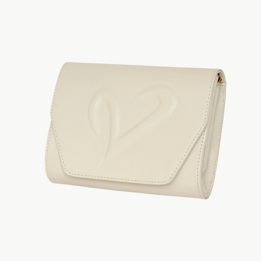 Cream Leather Convertible Clutch