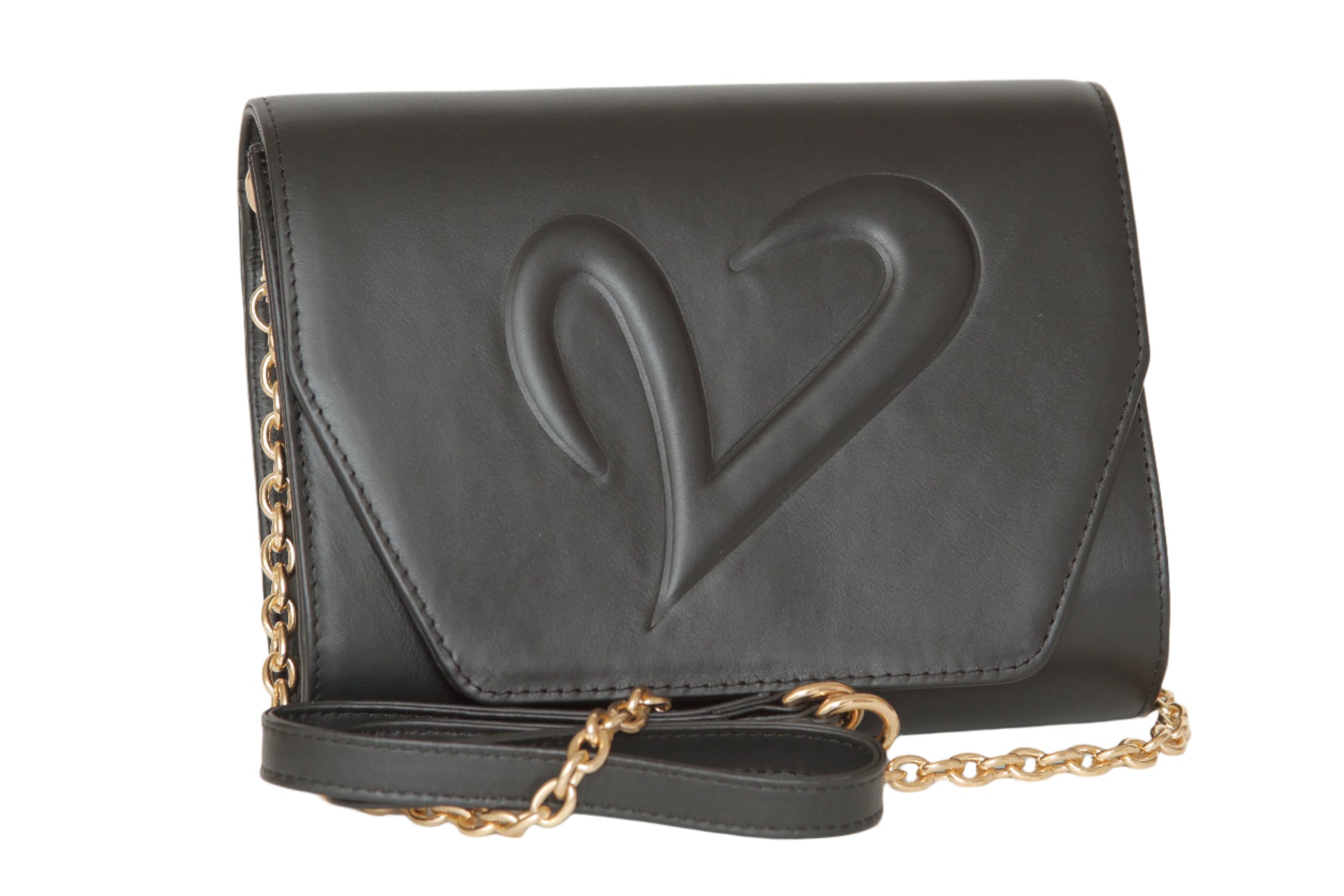 black leather clutch purse