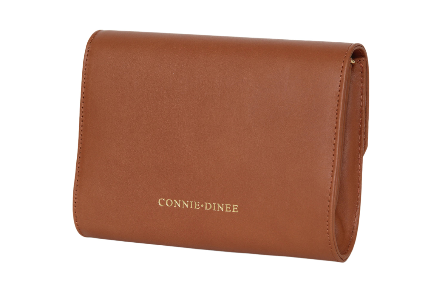 brown leather clutch purse