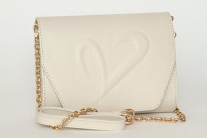 Cream Leather Convertible Clutch