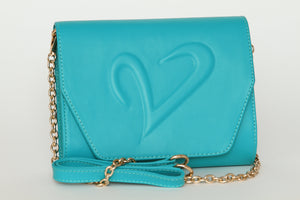 Teal Leather Convertible Clutch