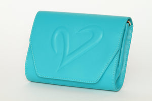 Teal Leather Convertible Clutch