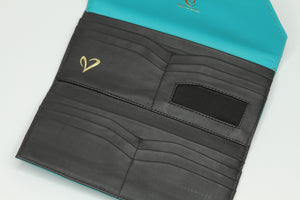 Teal Tri-Fold Leather Wallet