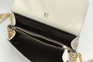 Cream Leather Convertible Clutch