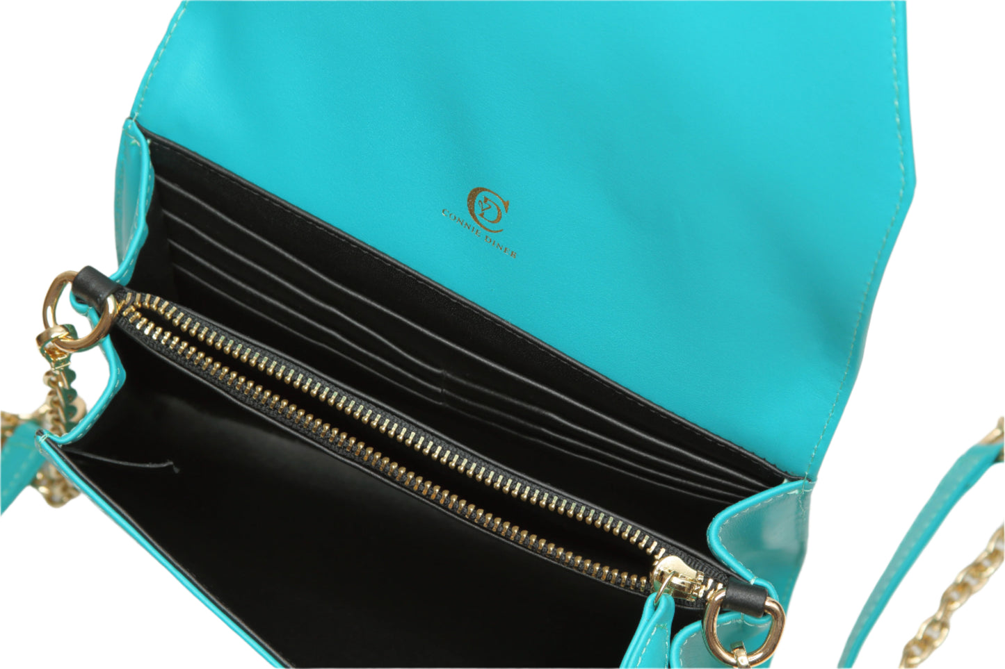 Teal Leather Convertible Clutch