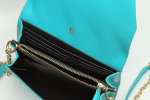 Teal Leather Convertible Clutch