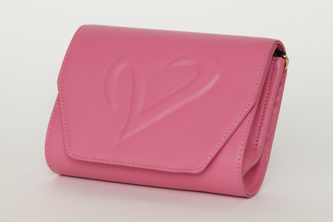 Pink Leather Convertible Clutch